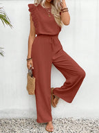 Lace Trim Round Neck Top Pants Set (8)