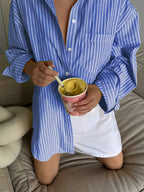 Oversized Striped Button-down Shirt (17)