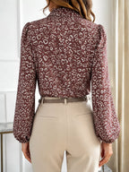 Printed Bow-tie Neck Long Sleeve Blouse (6)