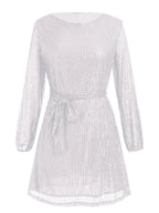 Sequin Tie Waist Long Sleeve Mini Dress (6)