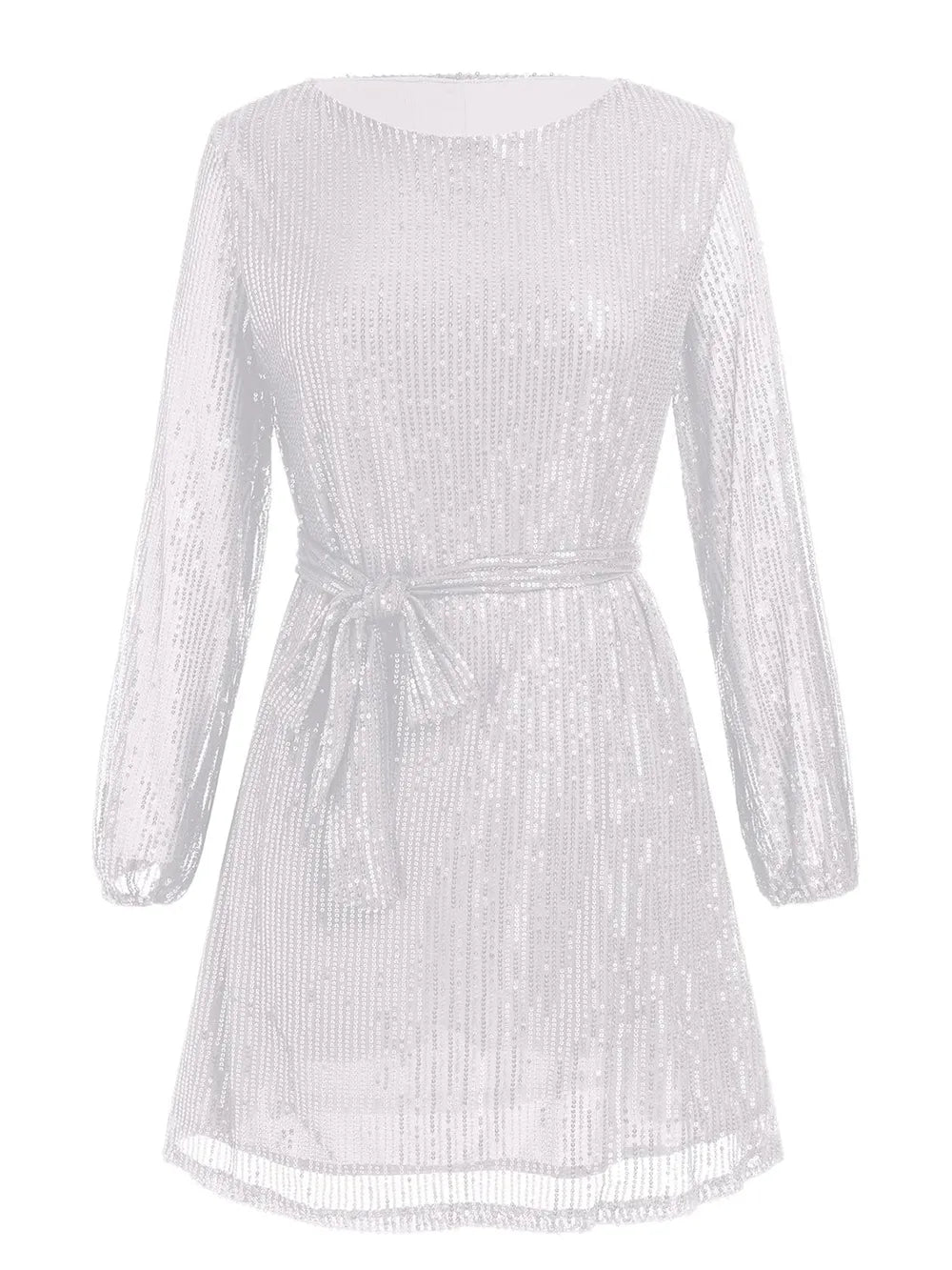 Sequin Tie Waist Long Sleeve Mini Dress (6)