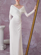 Ruched Draped Long Sleeve Maxi Dress (4)