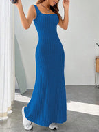 Ribbed Knit Square Neck Sleeveless Maxi Dress (4)