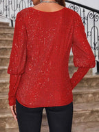 Sequin Boat Neck Long Sleeve Top (6)