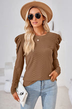 Round Neck Puff Sleeve Blouse (4)