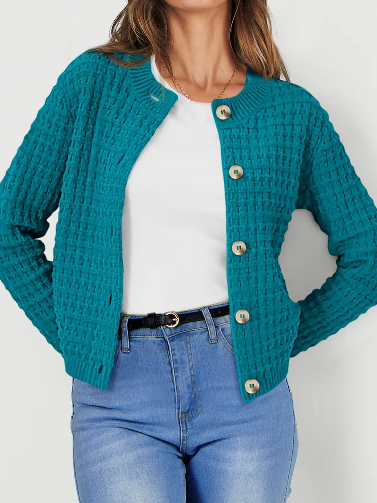 Textured Knit Button-front Cardigan (3)