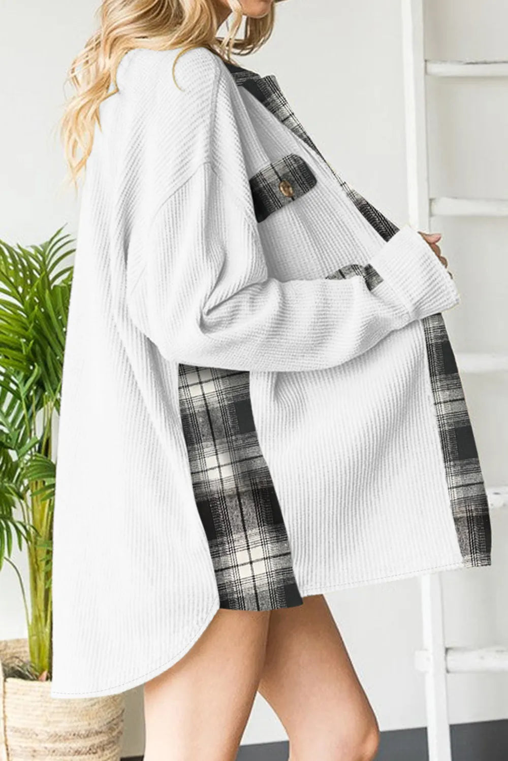 Plaid Button Down Collared Jacket (23)
