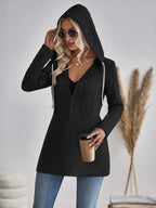 Drawstring Textured Zip Up Hooded Jacket (11)