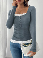 Lace Detail Long Sleeve Ribbed Top (5)