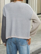 Contrast Open Front Long Sleeve Cardigan (11)