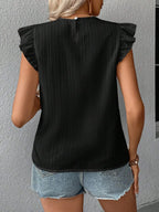 Ruffled Round Neck Cap Sleeve Blouse (24)