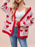 Heart Pattern Button-up Knit Cardigan (2)