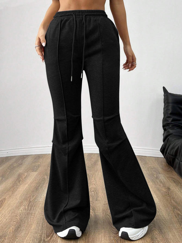 Casual Drawstring Wide Leg Trousers