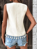 Tassel Printed V-neck Tank (6)
