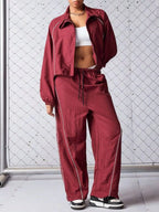 Crop Jacket Wide-leg Pants Set (2)