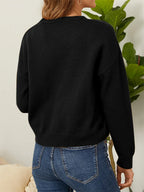 Flower Button Front Dropped Shoulder Cardigan (5)