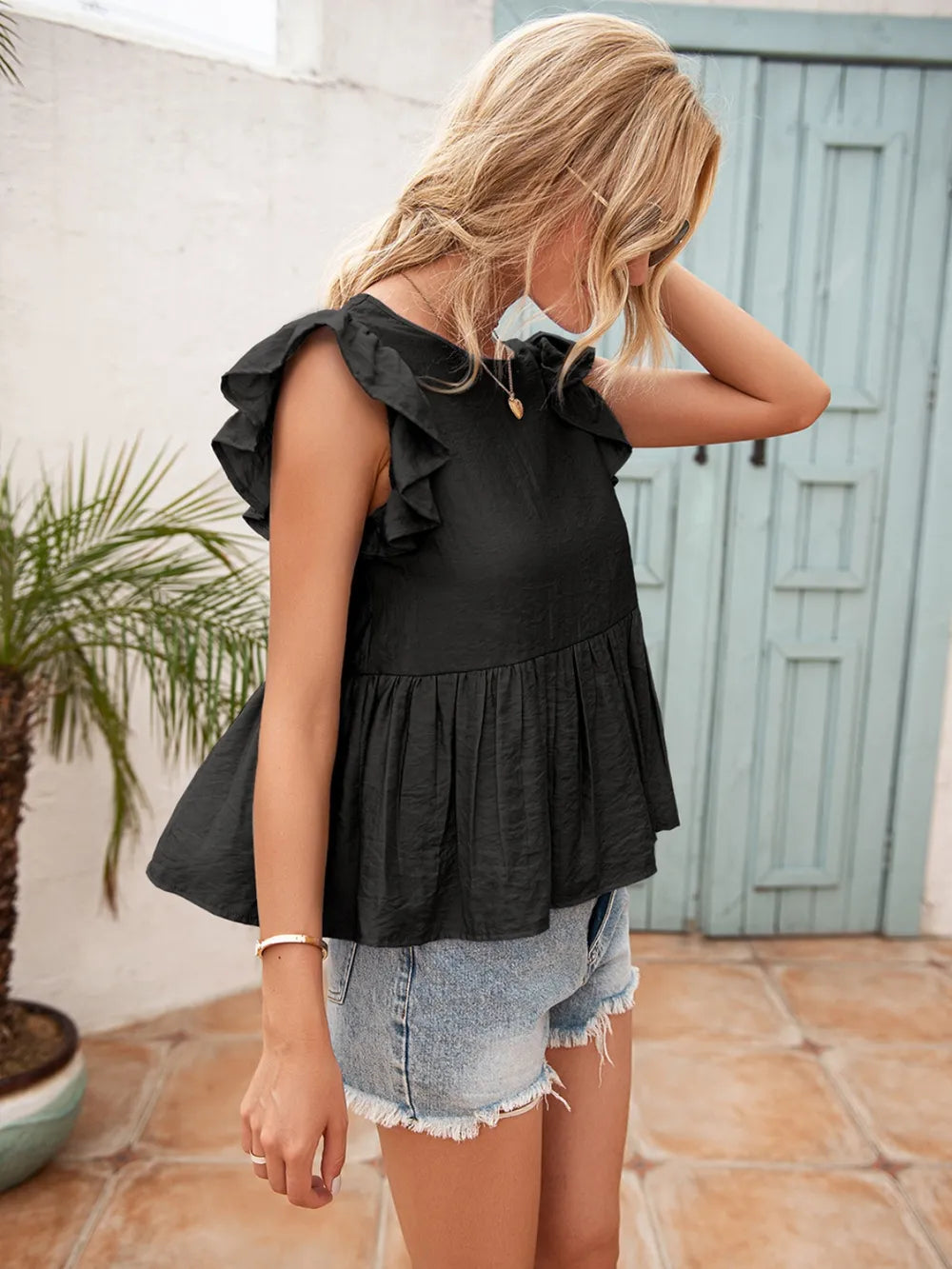 Lace Detail Round Neck Peplum T-shirt (8)