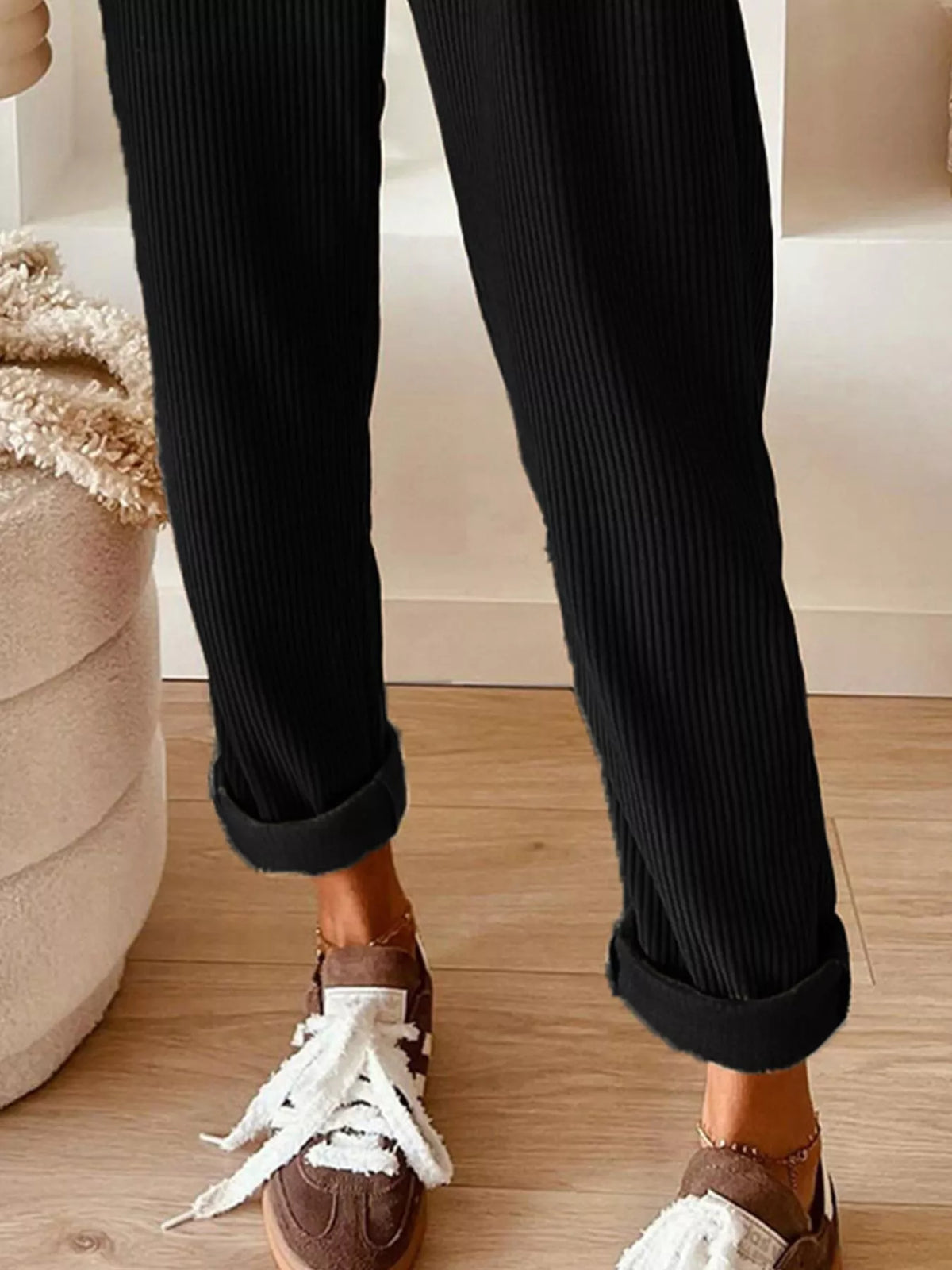 Casual Corduroy Drawstring Waist Pants (12)