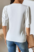 Round Neck Puff Sleeve Knit Top (6)