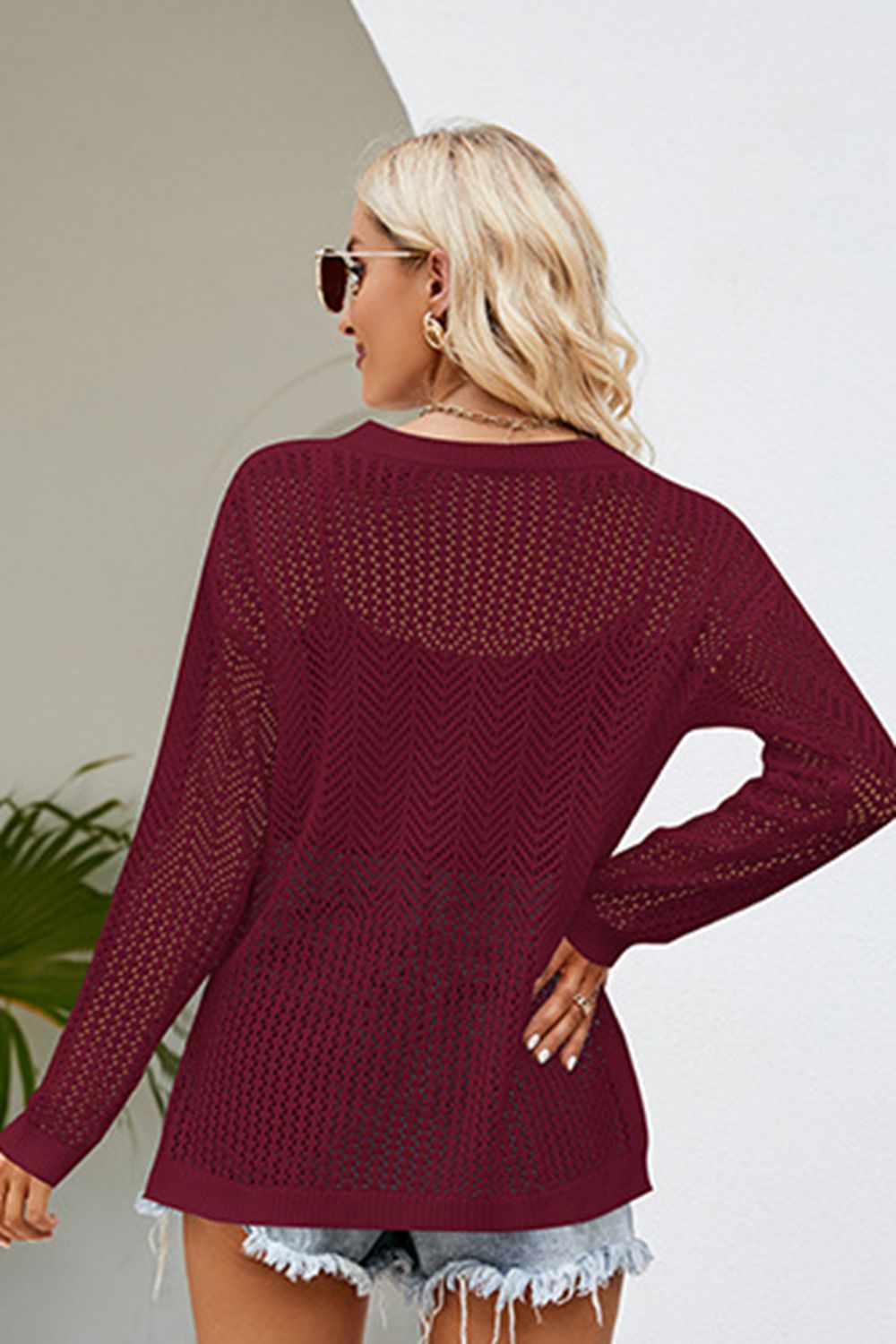 Lace-up Slit Knit Top (9)