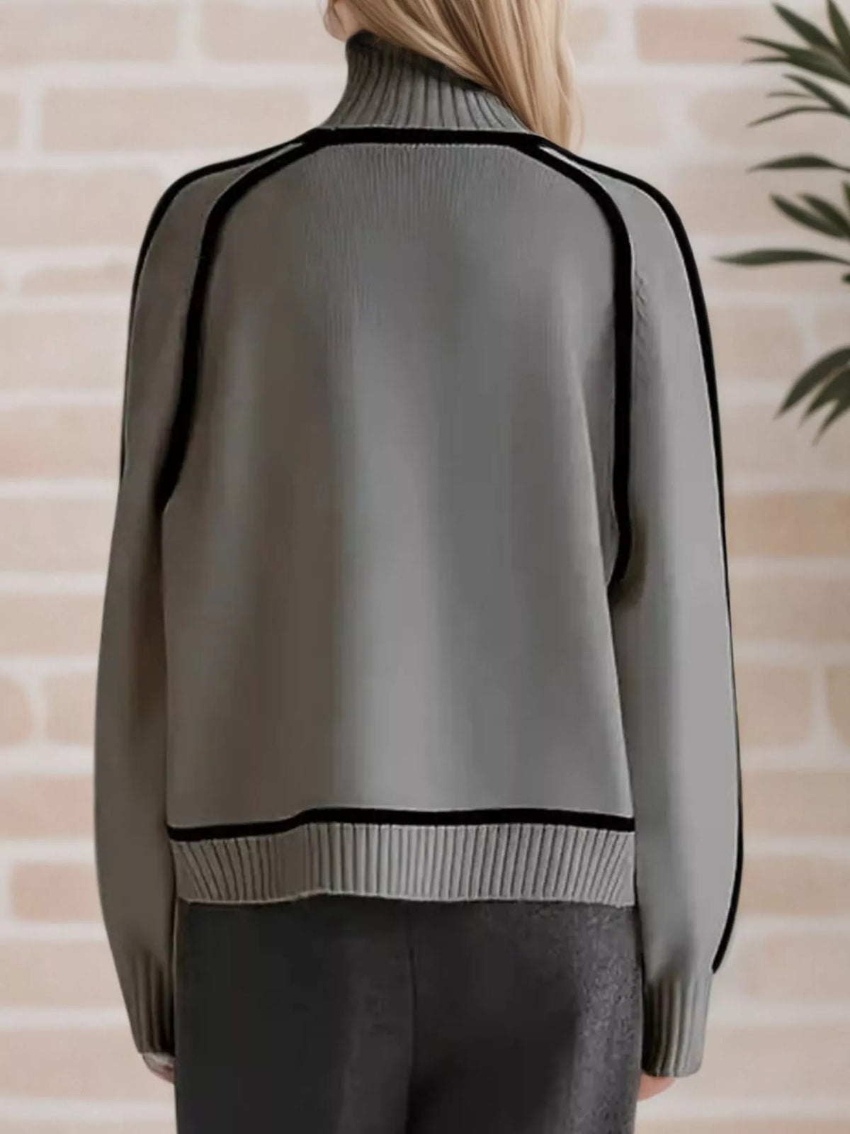 Contrast Trim Turtleneck Sweater (13)