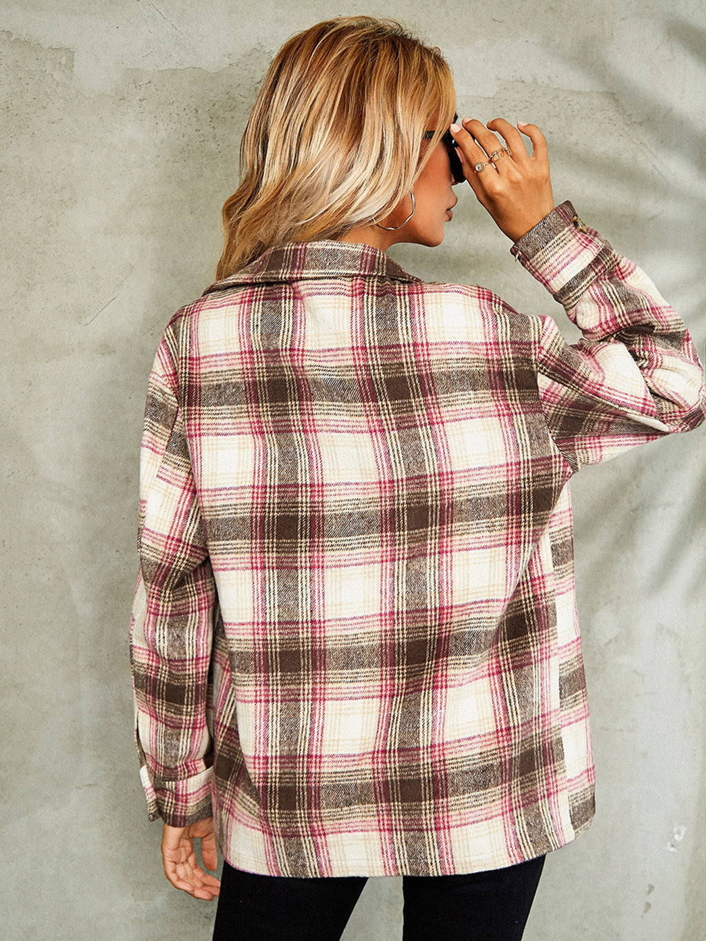 Plaid Button Down Collared Jacket (9)
