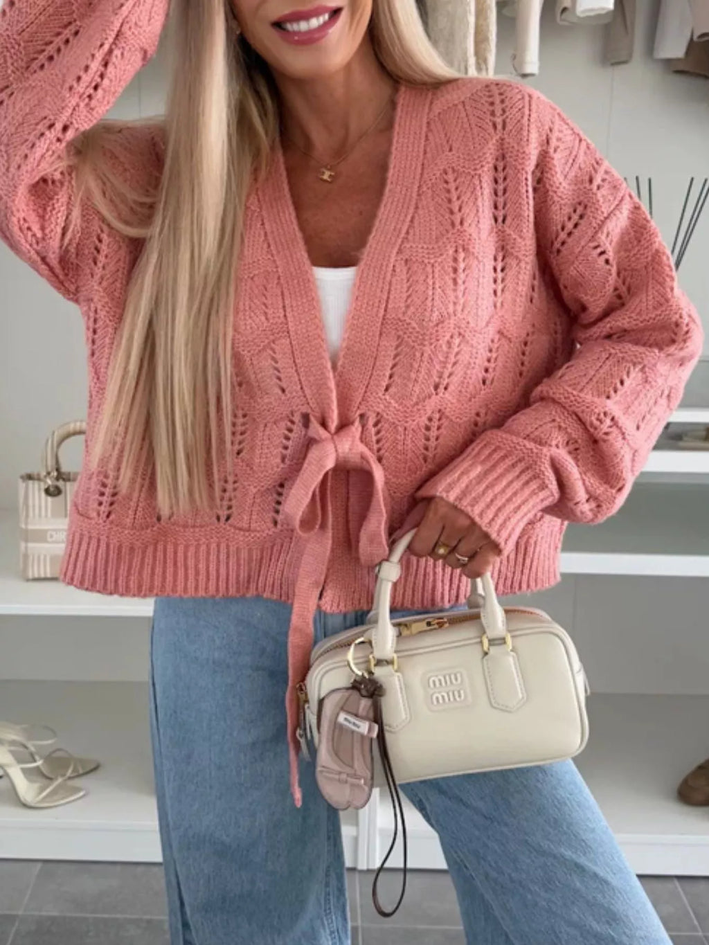 Tie-front Openwork Cardigan (13)