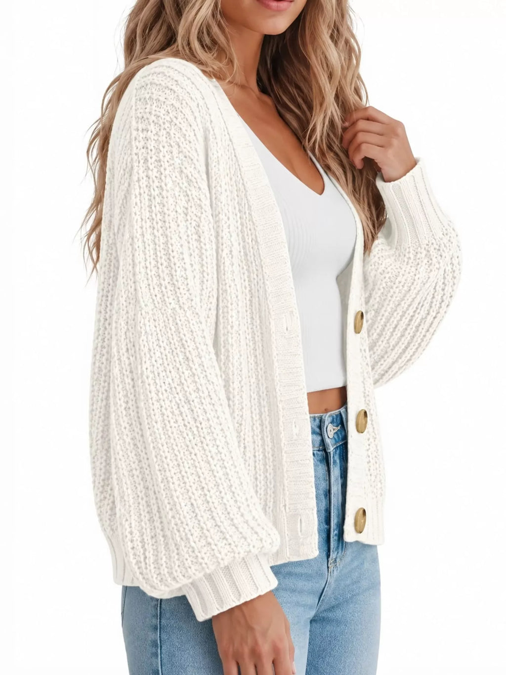 Full Size Chunky Knit Button-down Cardigan Plus (14)