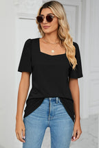 Square Neck Short Sleeve T-shirt (14)