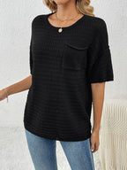 Round Neck Half Sleeve Knit Top (4)