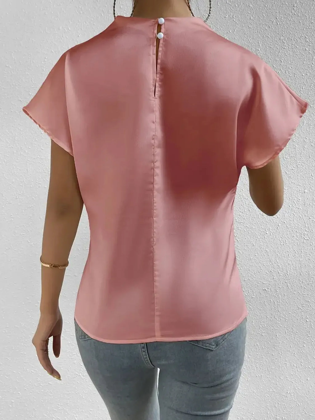 Mock Neck Short Sleeve Blouse (5)