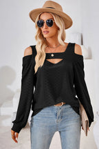 Cutout Square Neck Cold Shoulder T-shirt (10)