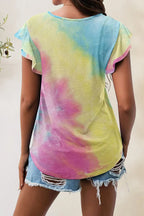 Printed Round Neck Short Sleeve T-shirt (13)