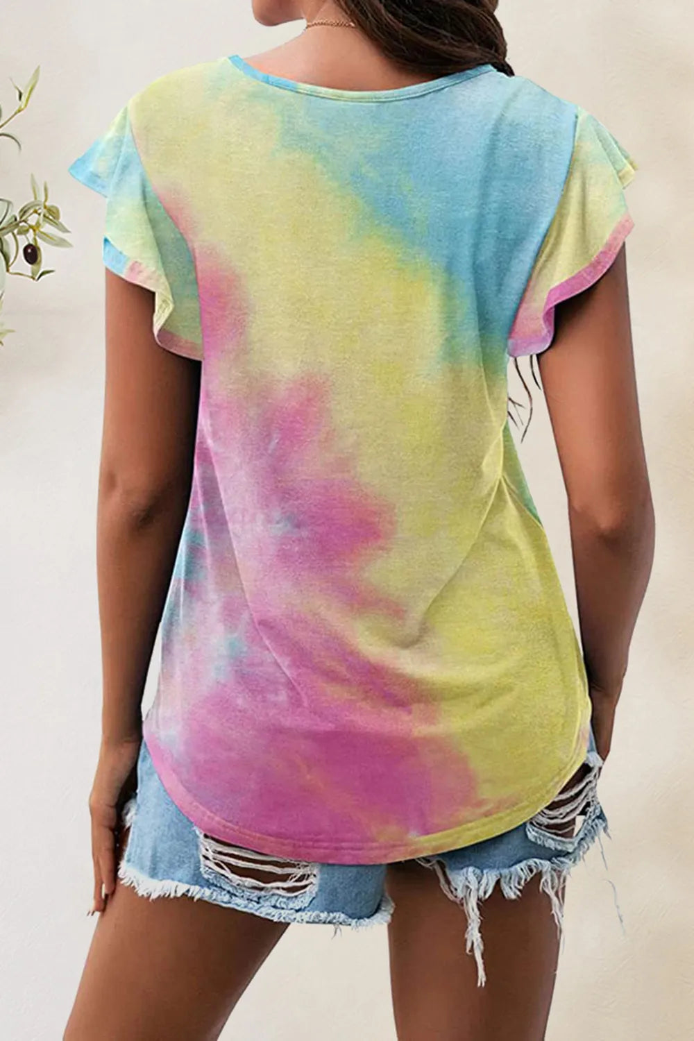 Printed Round Neck Short Sleeve T-shirt (13)