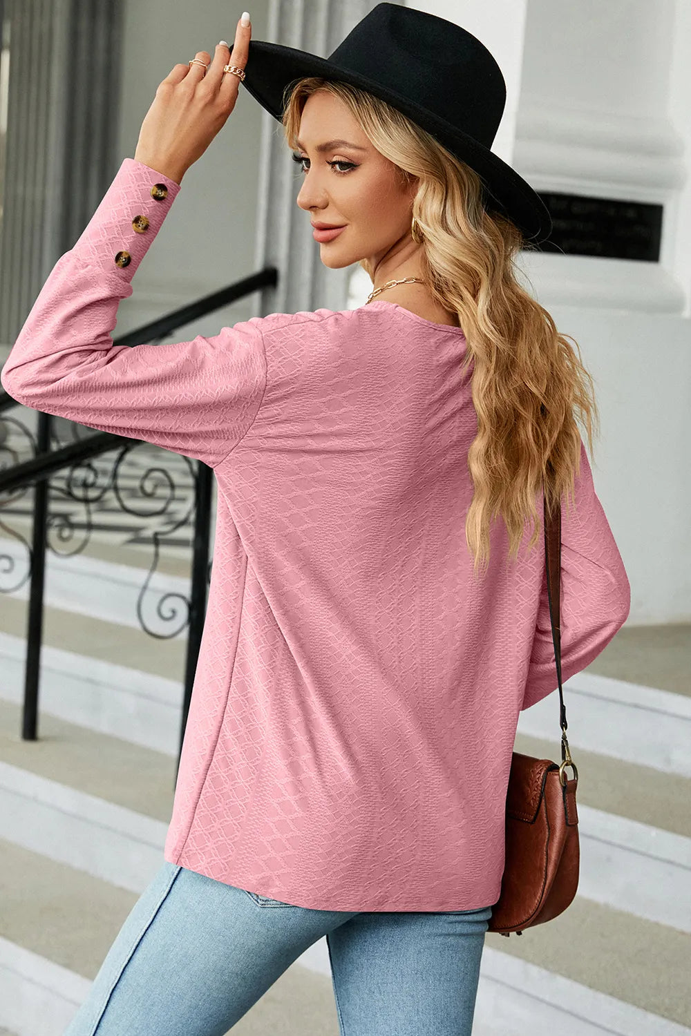 V-neck Lantern Sleeve T-shirt (20)