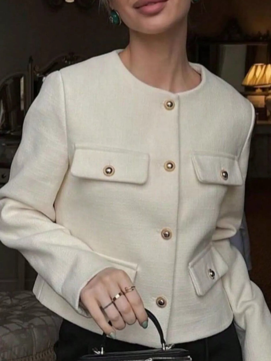 Tweed Button Up Cropped Outerwear (14)