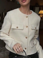 Tweed Button Up Cropped Outerwear (14)