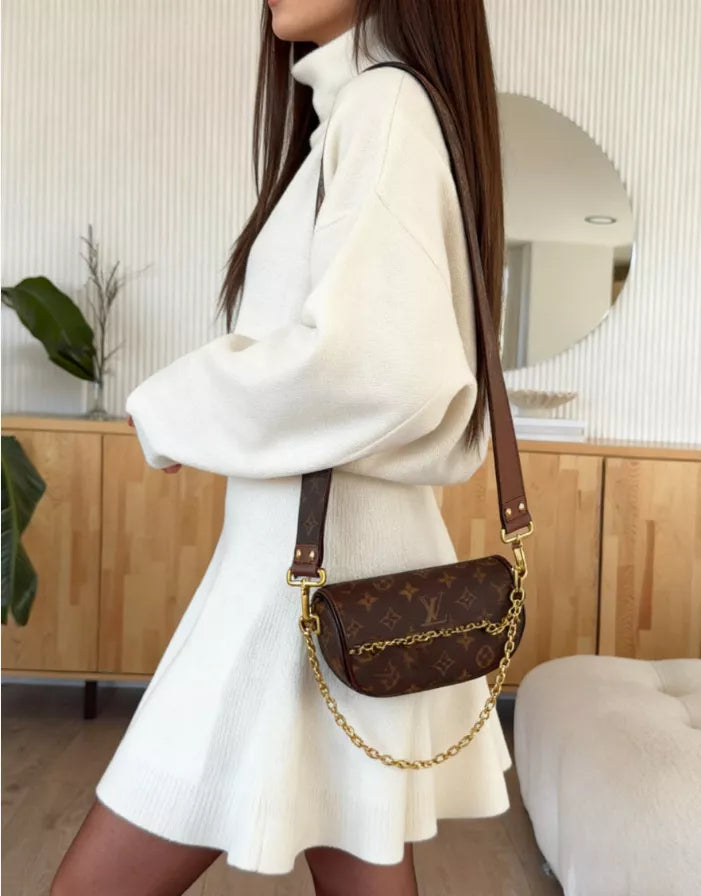 Turtleneck Dropped Shoulder Sweater Skirt Set (3)