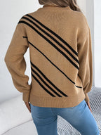 Striped Pattern Casual Round Neck Sweater (6)