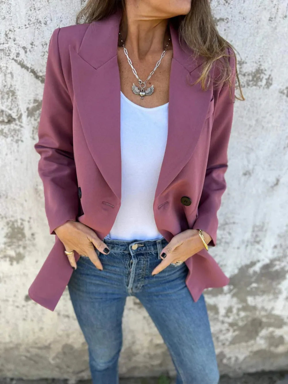 Full Size Collared Neck Long Sleeve Blazer (13)