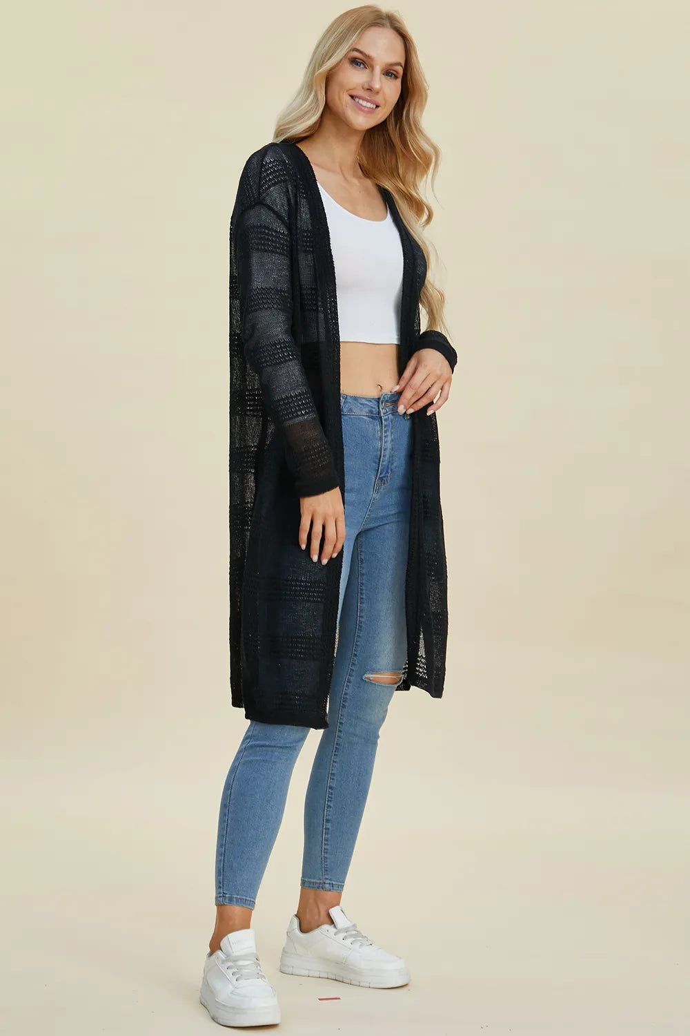Full Size Open Front Longline Cardigan (3)