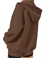 Drawstring Zip Up Dropped Shoulder Hoodie (8)