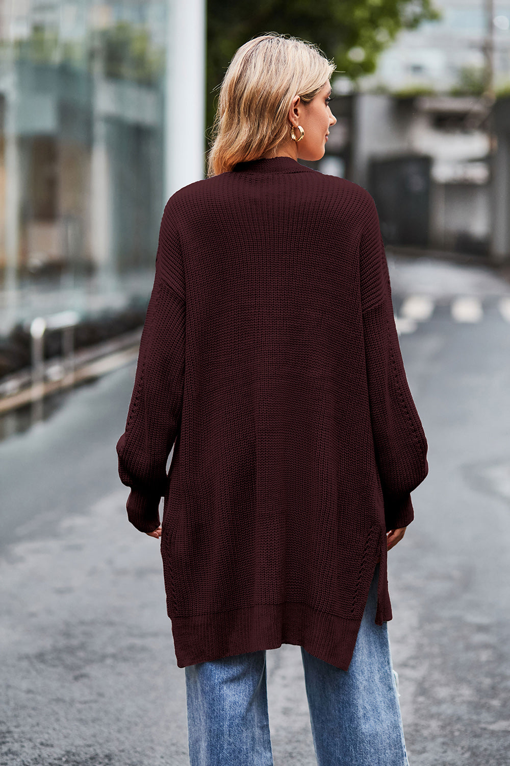 Open Front Dropped Shoulder Longline Cardigan (16)