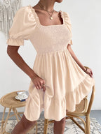 Smocked Square Neck Short Sleeve Dress (7)