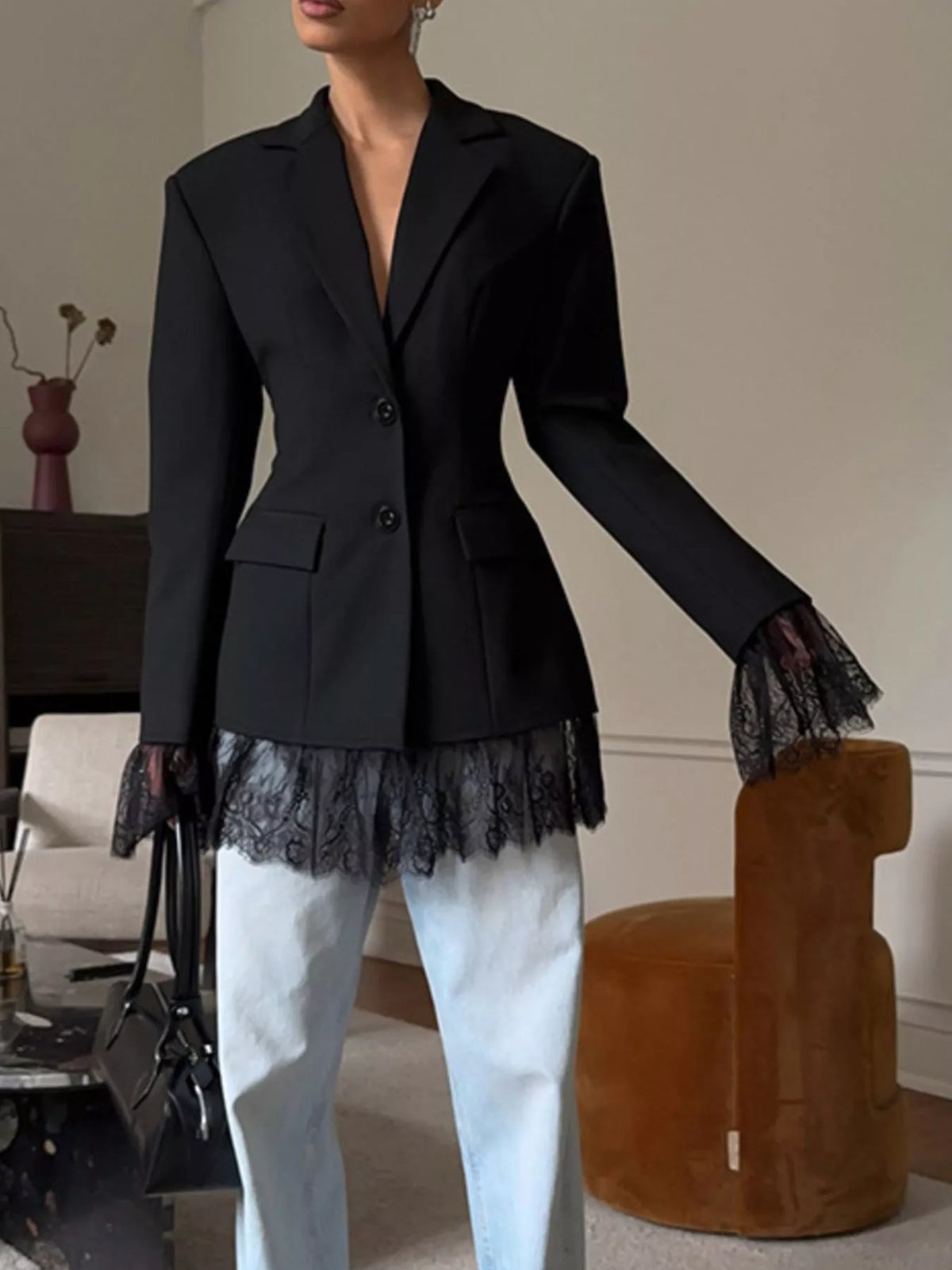 Lace Hem Button Down Blazer (7)