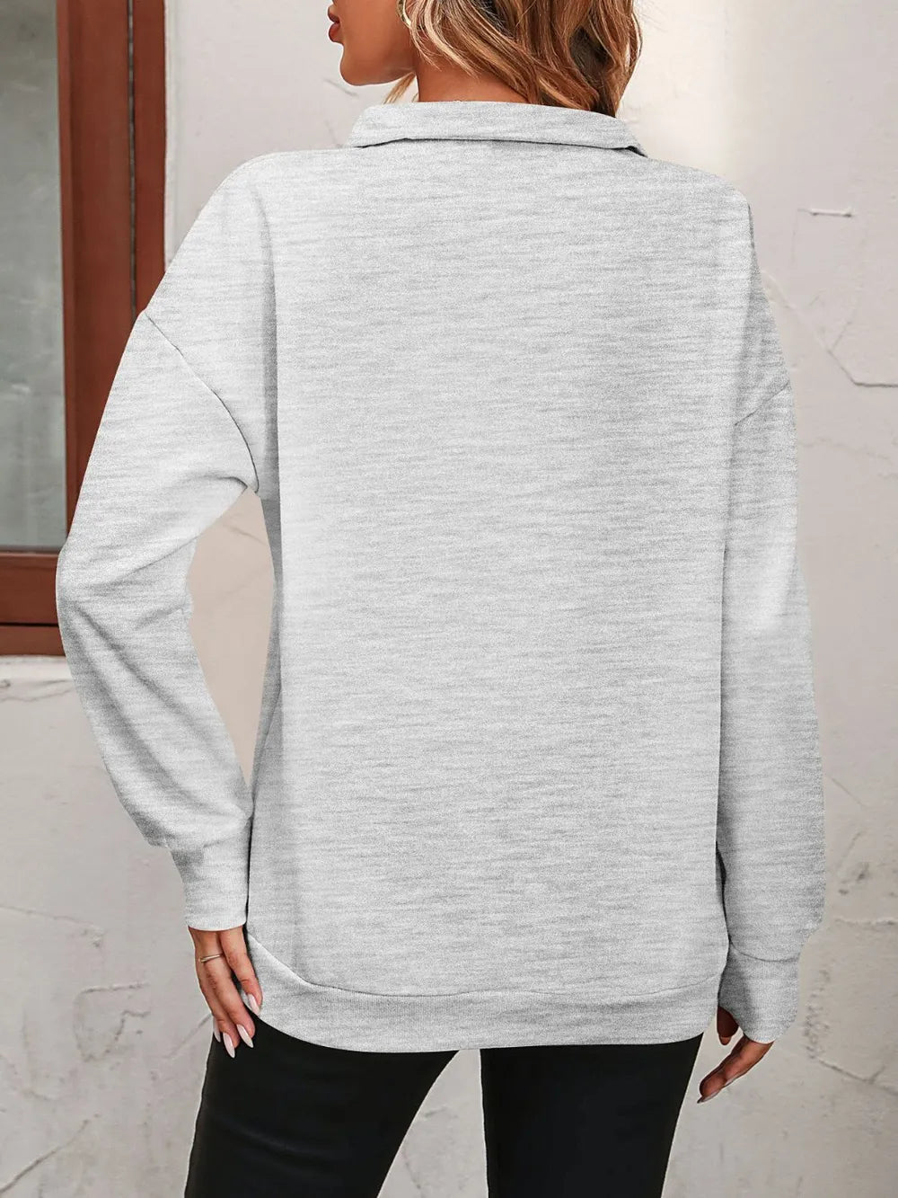 Zip-up Dropped Shoulder Sweatshirt (4)