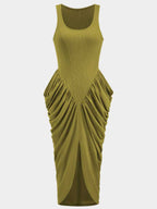 Ruched Detail Slit Midi Dress (3)