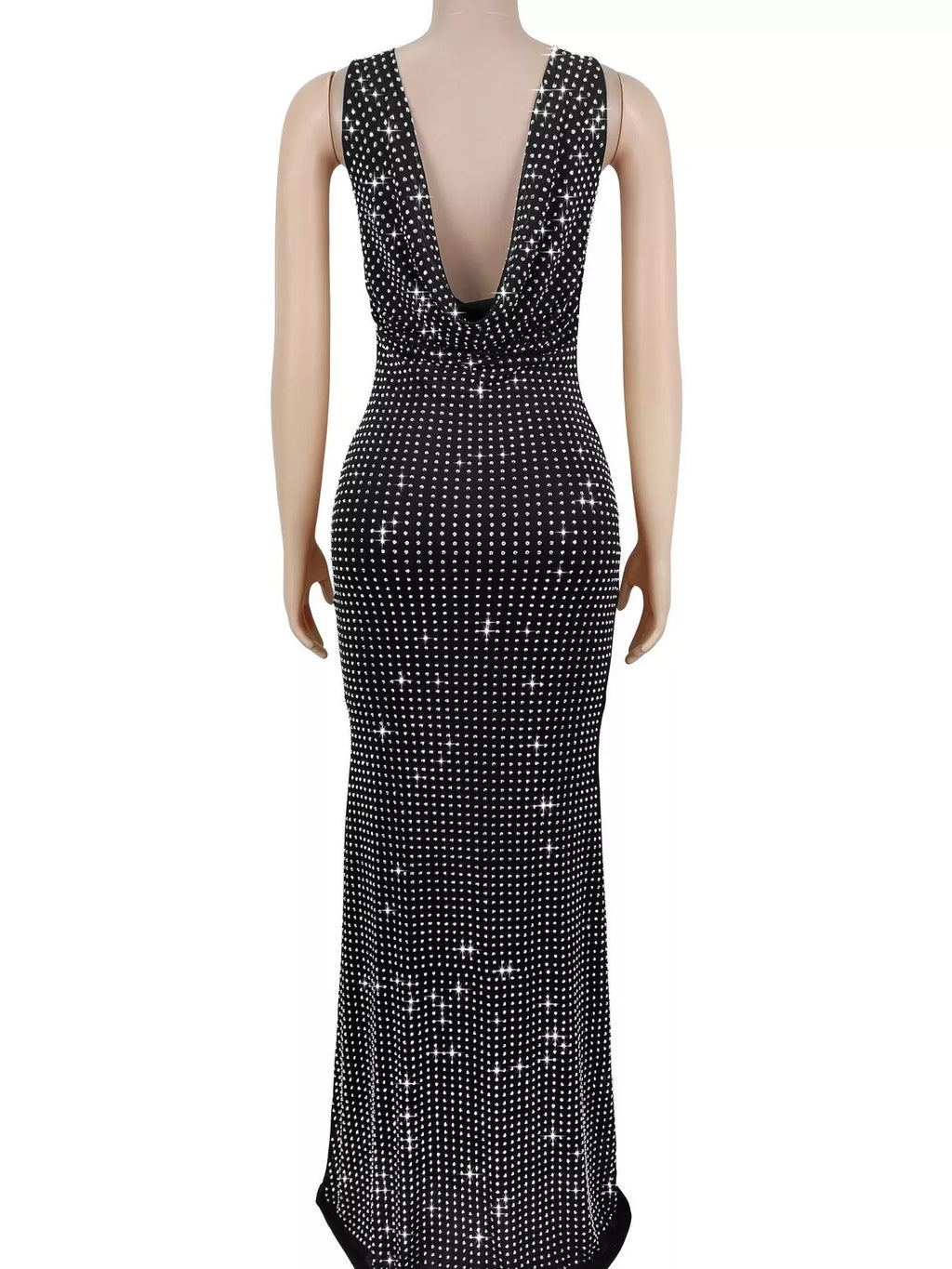 Sleeveless Rhinestone Embellished Bodycon Maxi Dress (5)