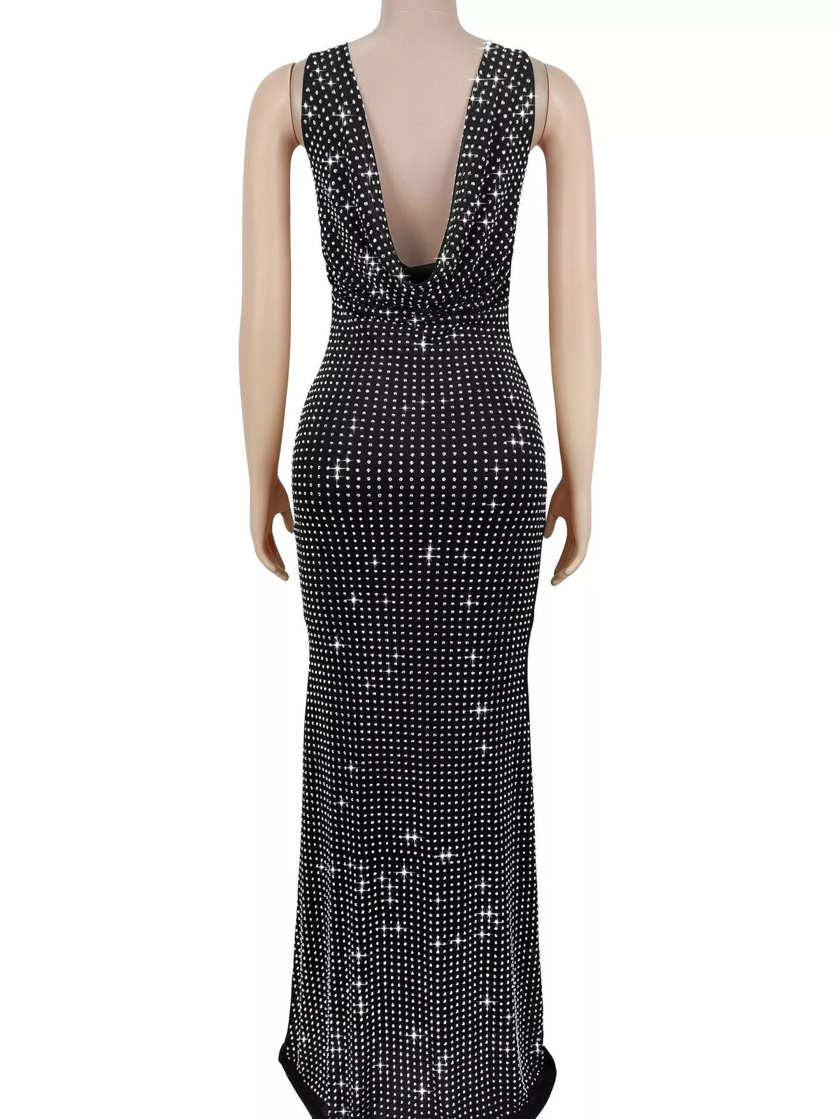 Sleeveless Rhinestone Embellished Bodycon Maxi Dress (5)
