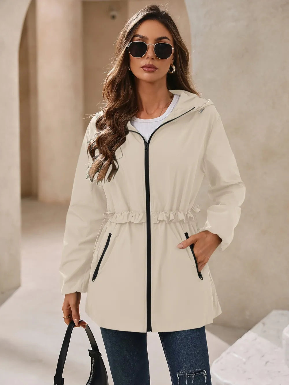 Outdoor Waterproof Long Sleeve Hooded Windbreaker (8)